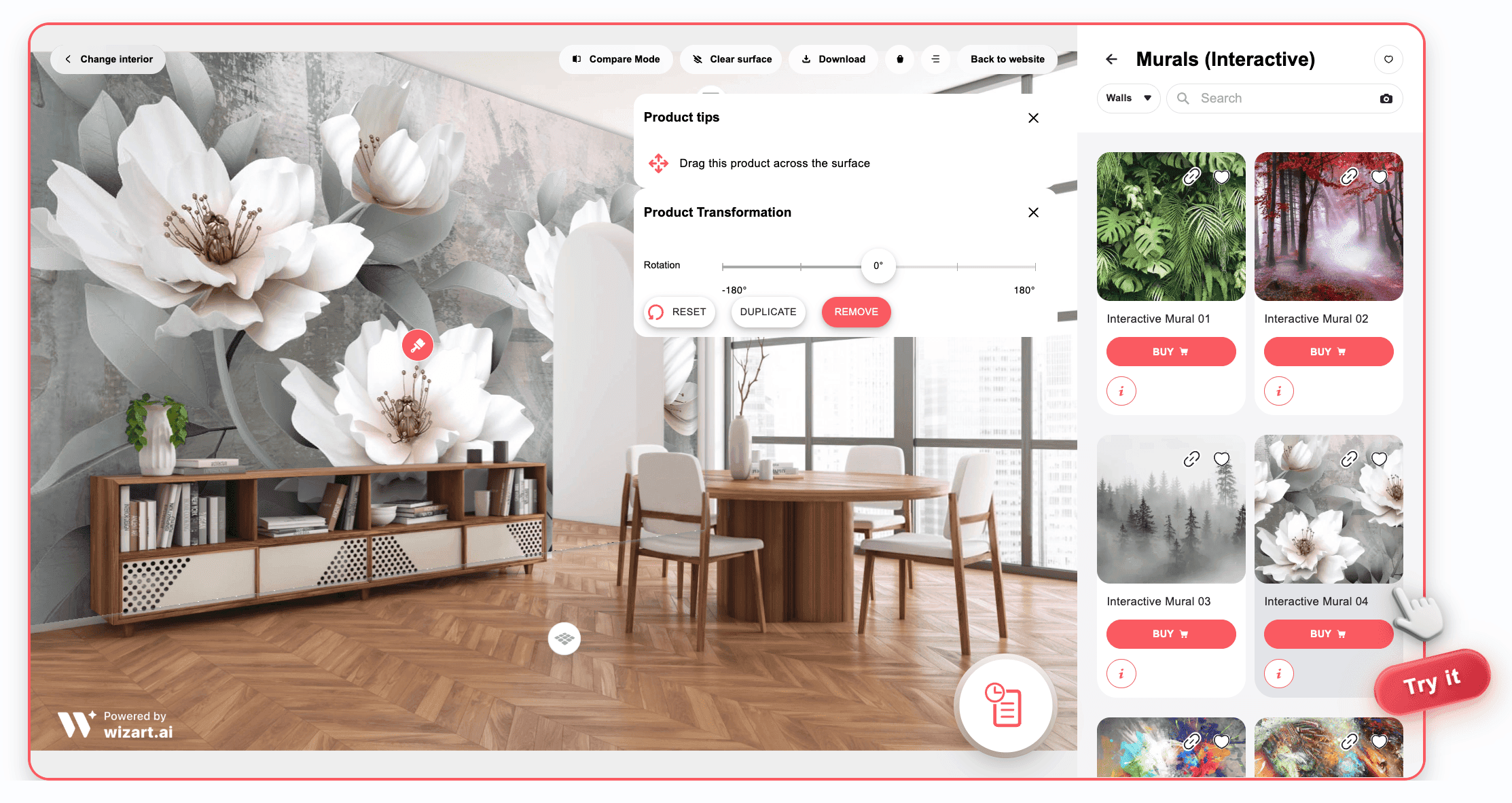 Interactive features for murals